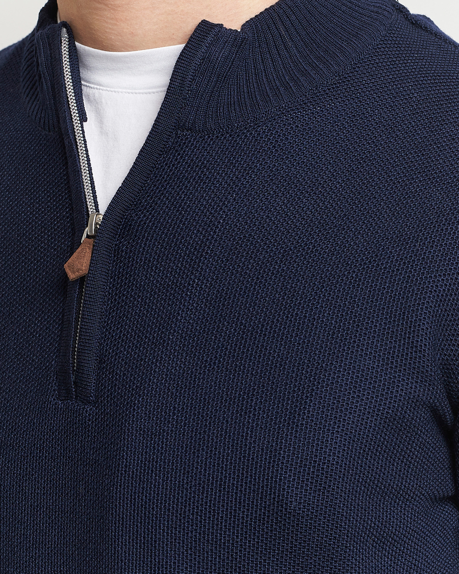 Homme | Pulls Et Tricots | Stenströms | Textured Merino Half Zip Navy