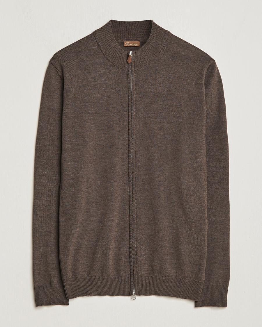 Homme | Pulls Et Tricots | Stenströms | Merino Wool Full Zip Brown