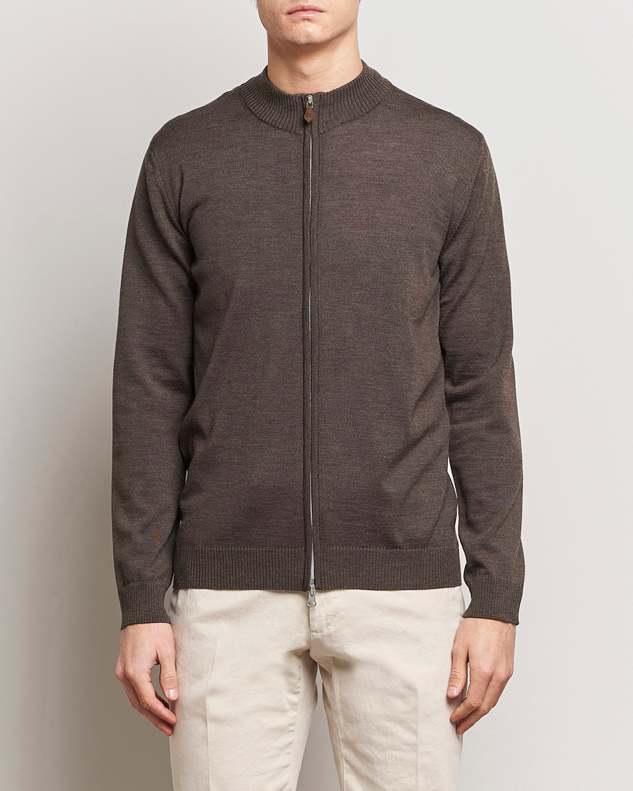 Homme | Pulls Et Tricots | Stenströms | Merino Wool Full Zip Brown