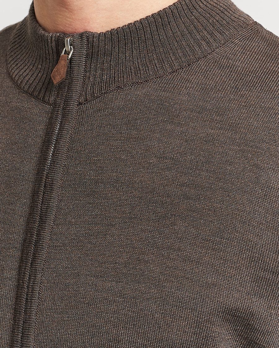 Homme | Pulls Et Tricots | Stenströms | Merino Wool Full Zip Brown