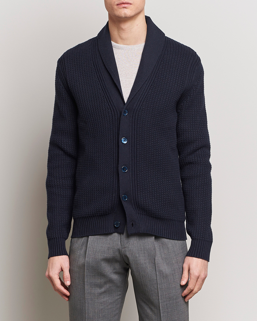 Homme | Sections | Stenströms | Cotton/Cashmere Shawl Cardigan Navy