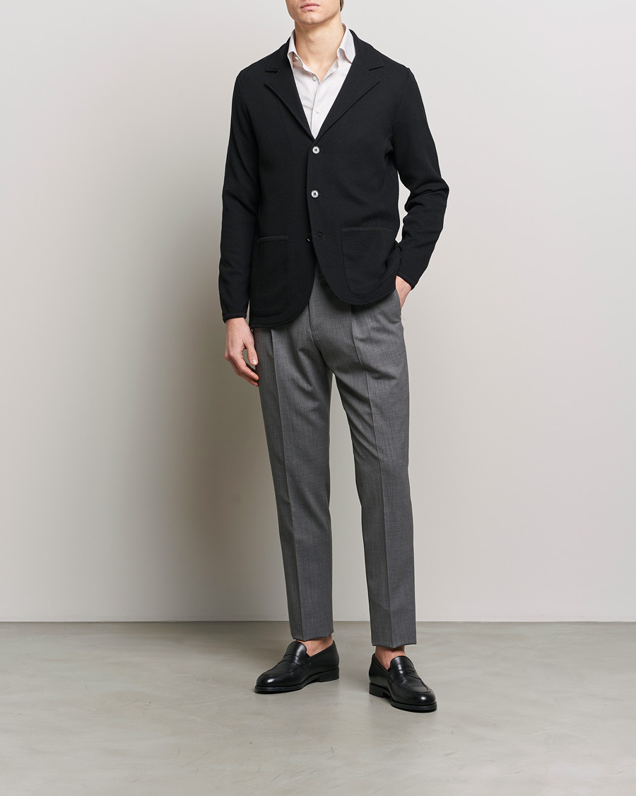 Homme | Blazers | Stenströms | Merino Wool Texture Knitted Blazer Black