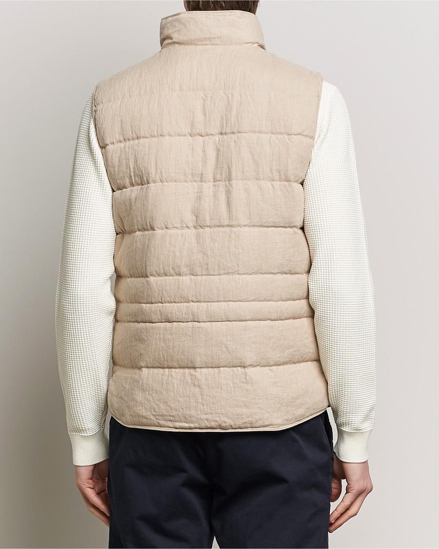 Homme | Manteaux Et Vestes | Stenströms | Linen Down Padded Button Vest Beige