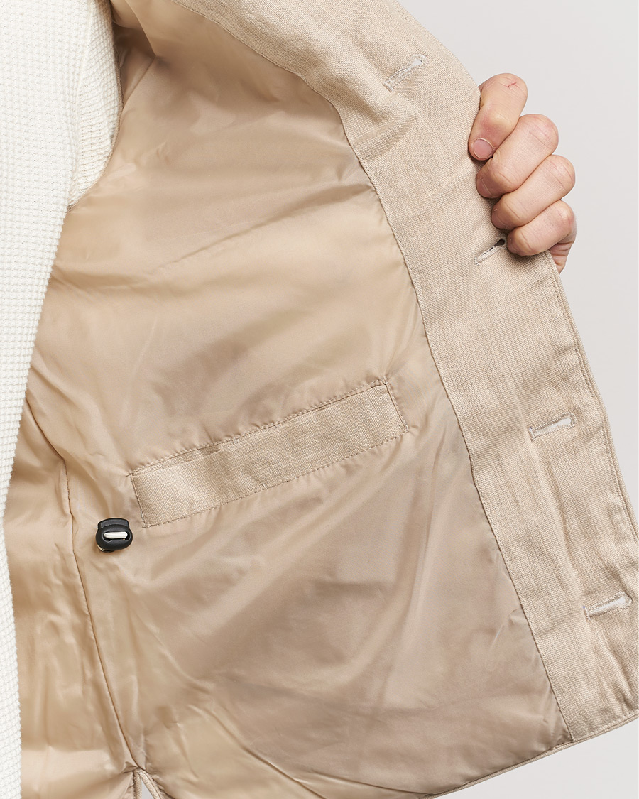 Homme | Manteaux Et Vestes | Stenströms | Linen Down Padded Button Vest Beige