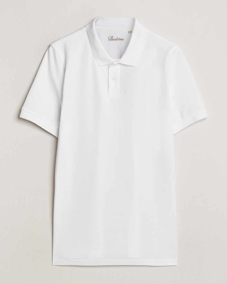 Homme | Polos | Stenströms | Organic Cotton Piquet Polo Shirt White