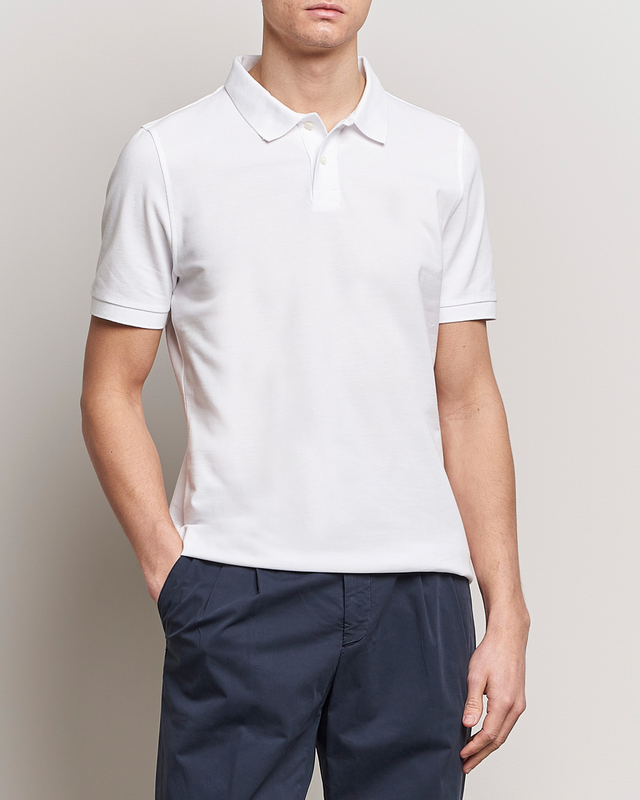 Homme |  | Stenströms | Organic Cotton Piquet Polo Shirt White