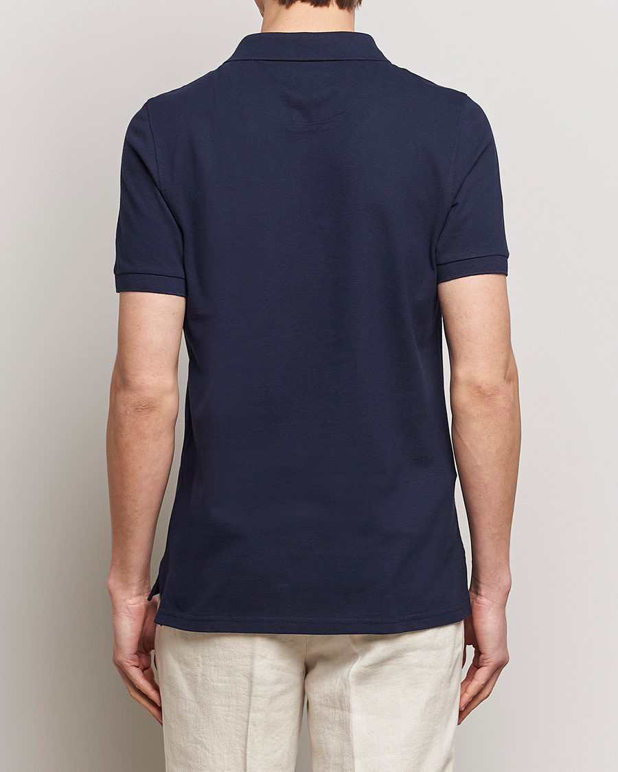 Homme | Polos | Stenströms | Organic Cotton Piquet Polo Shirt Navy