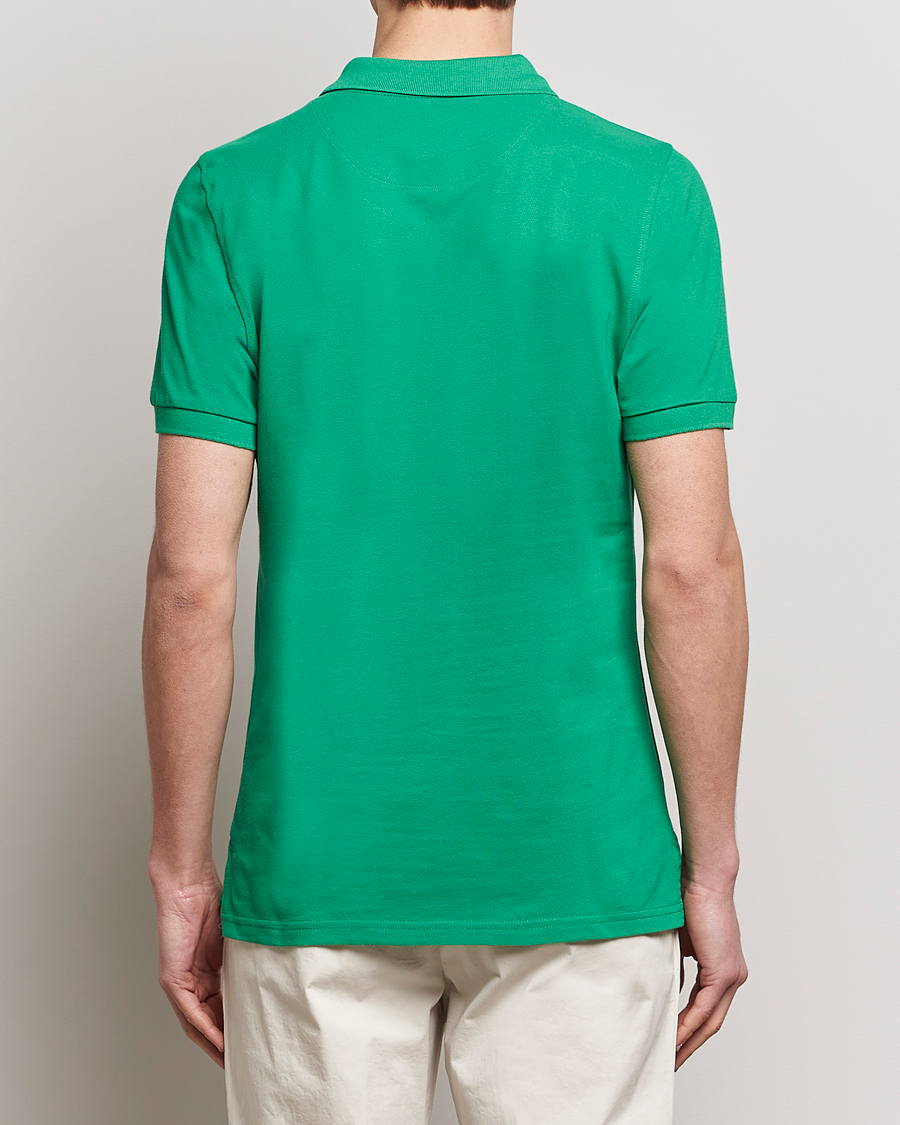 Homme | Polos | Stenströms | Organic Cotton Piquet Polo Shirt Green