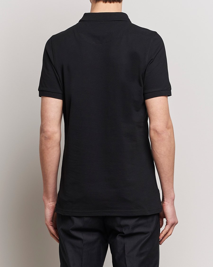Homme | Polos | Stenströms | Organic Cotton Piquet Polo Shirt Black