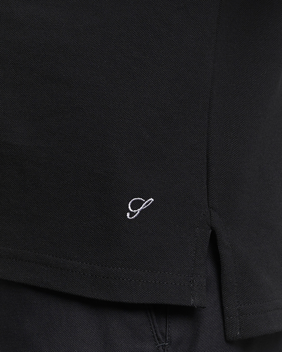 Homme | Polos | Stenströms | Organic Cotton Piquet Polo Shirt Black