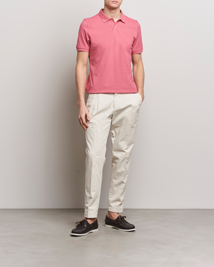 Homme | Polos | Stenströms | Organic Cotton Piquet Polo Shirt Rasperry