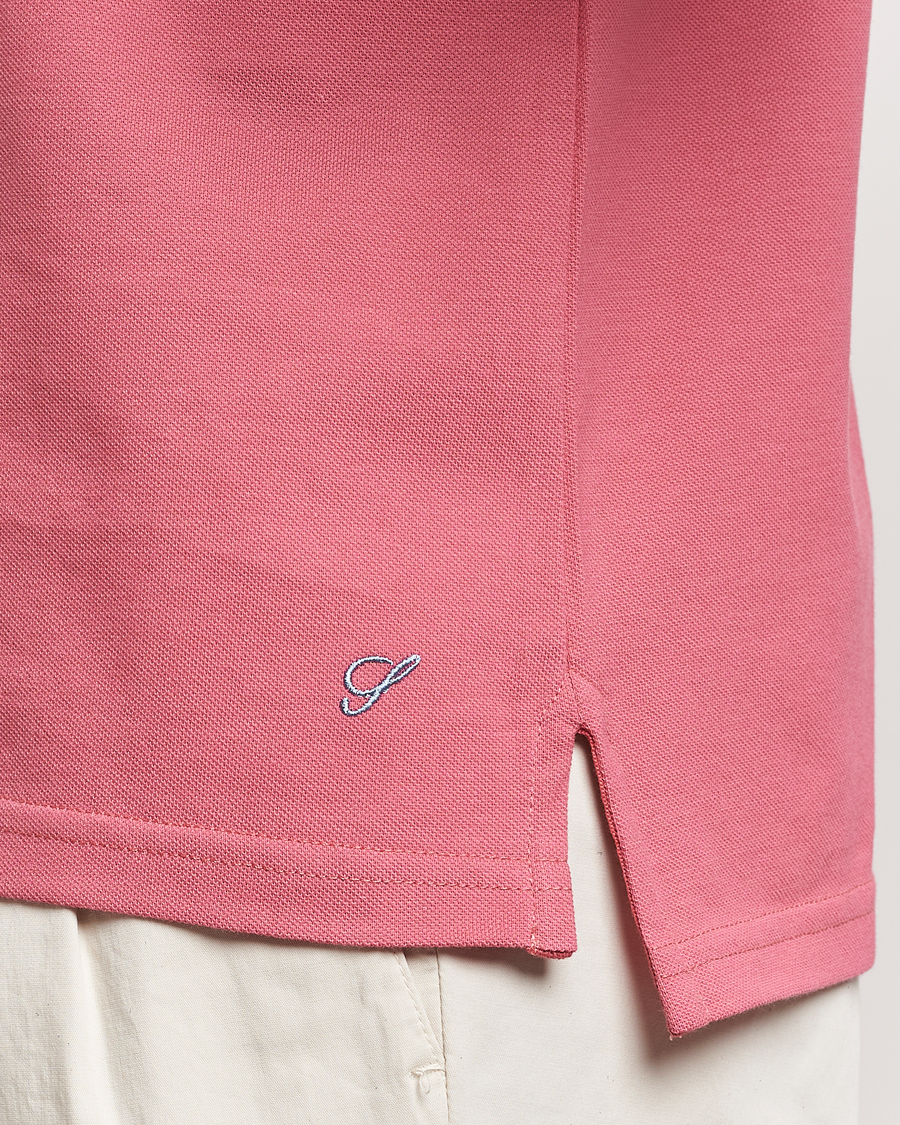 Homme | Polos | Stenströms | Organic Cotton Piquet Polo Shirt Rasperry