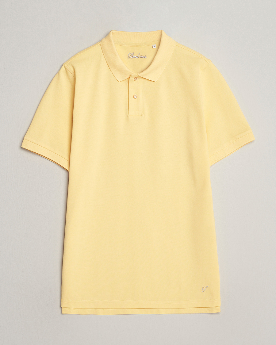 Homme | Polos | Stenströms | Organic Cotton Piquet Polo Shirt Yellow