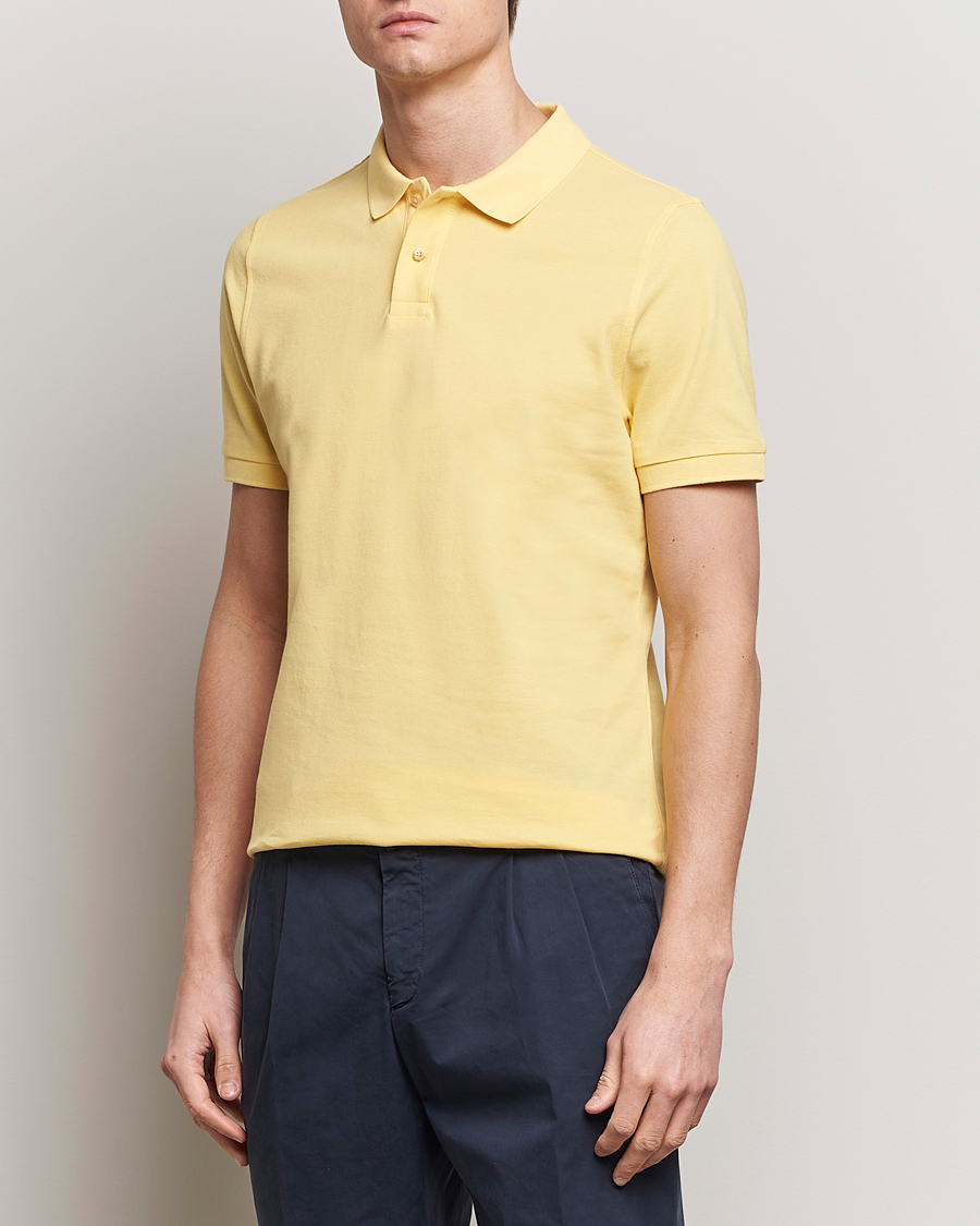 Homme | Polos À Manches Courtes | Stenströms | Organic Cotton Piquet Polo Shirt Yellow