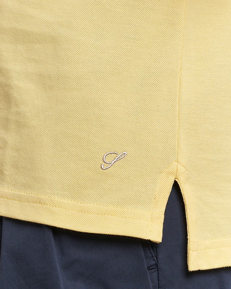 Homme | Polos | Stenströms | Organic Cotton Piquet Polo Shirt Yellow