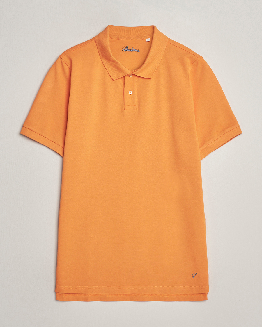 Homme | Polos | Stenströms | Organic Cotton Piquet Polo Shirt Orange