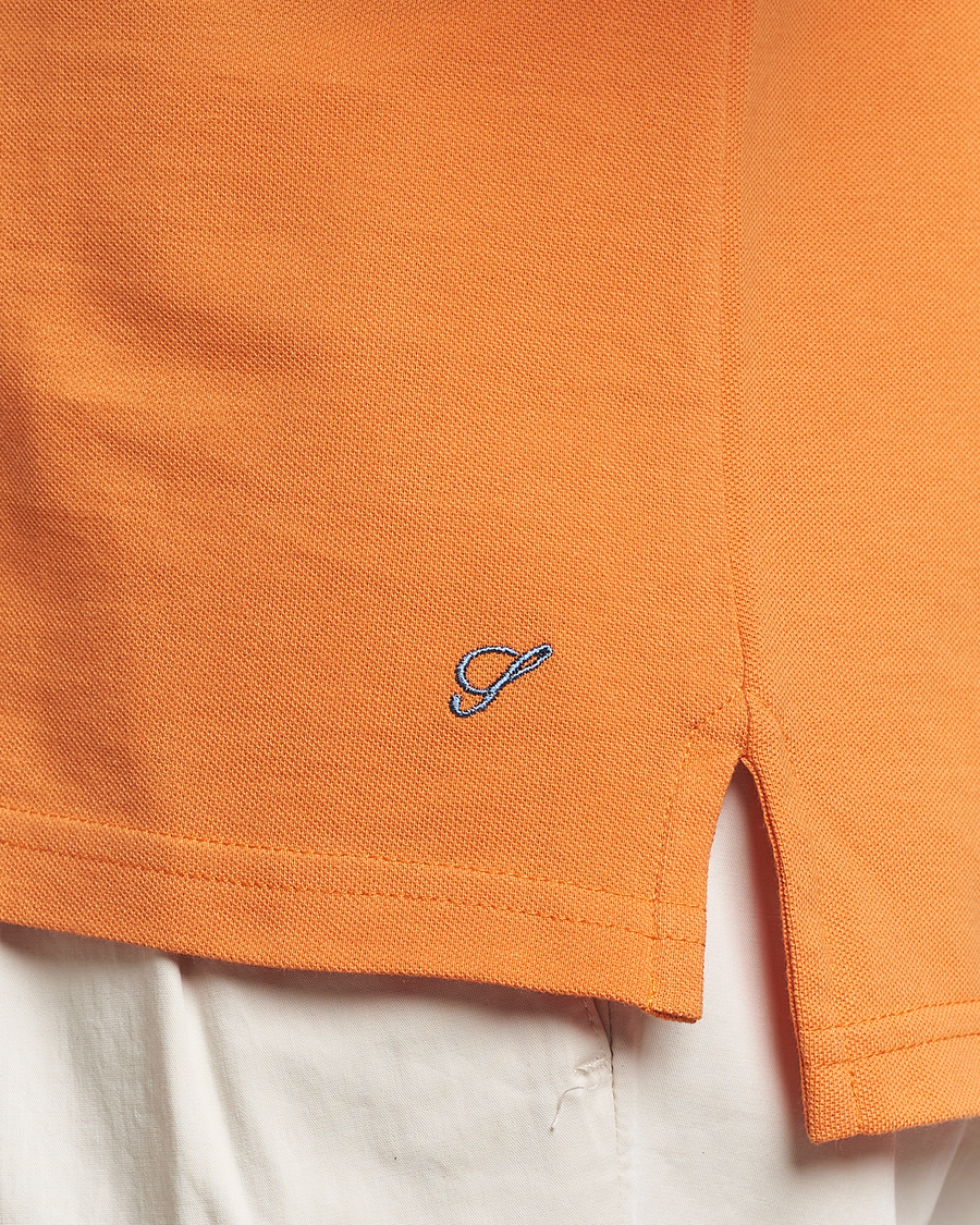 Homme | Polos | Stenströms | Organic Cotton Piquet Polo Shirt Orange