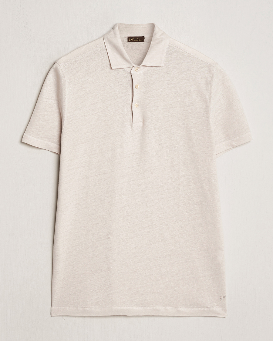 Homme | Polos | Stenströms | Linen Polo Shirt Beige