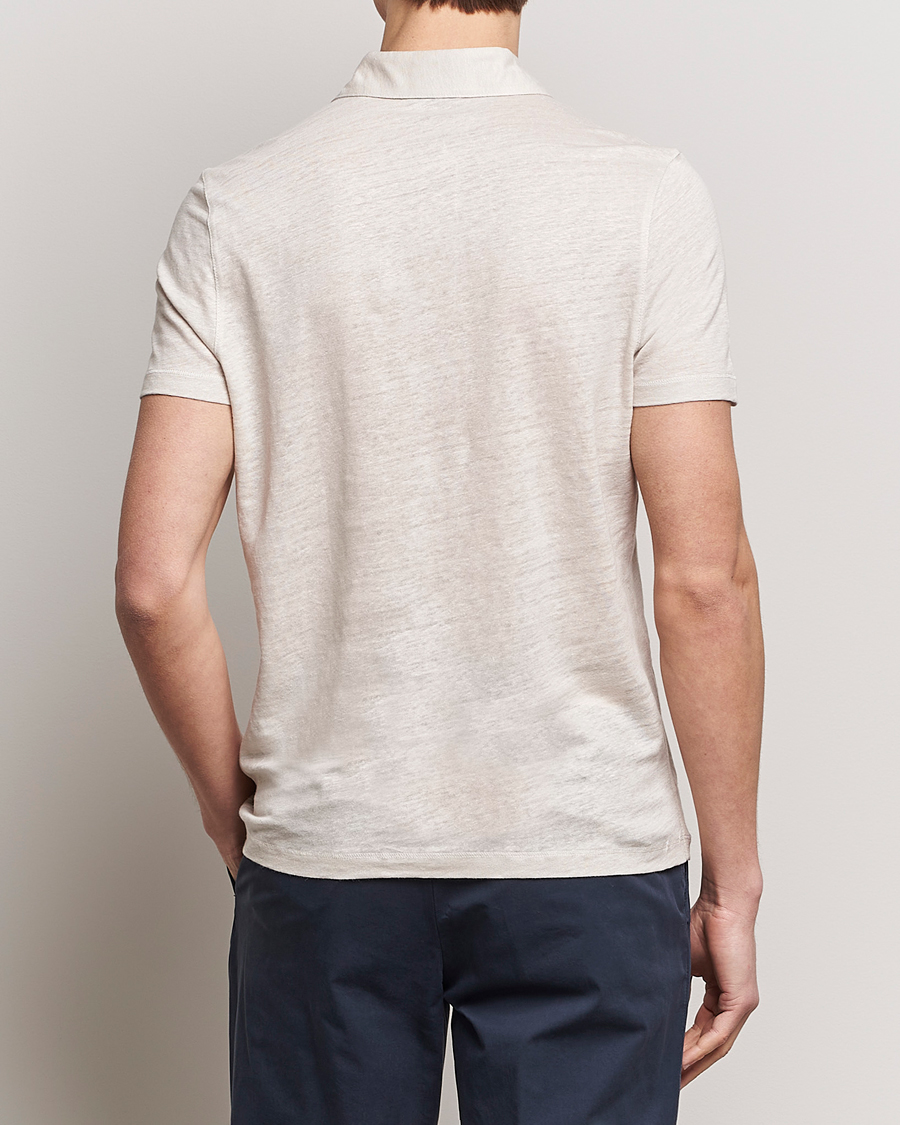 Homme | Polos | Stenströms | Linen Polo Shirt Beige