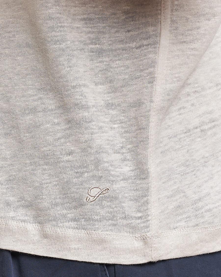 Homme | Polos | Stenströms | Linen Polo Shirt Beige