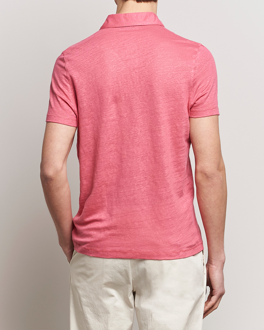 Homme | Polos | Stenströms | Linen Polo Shirt Rasperry