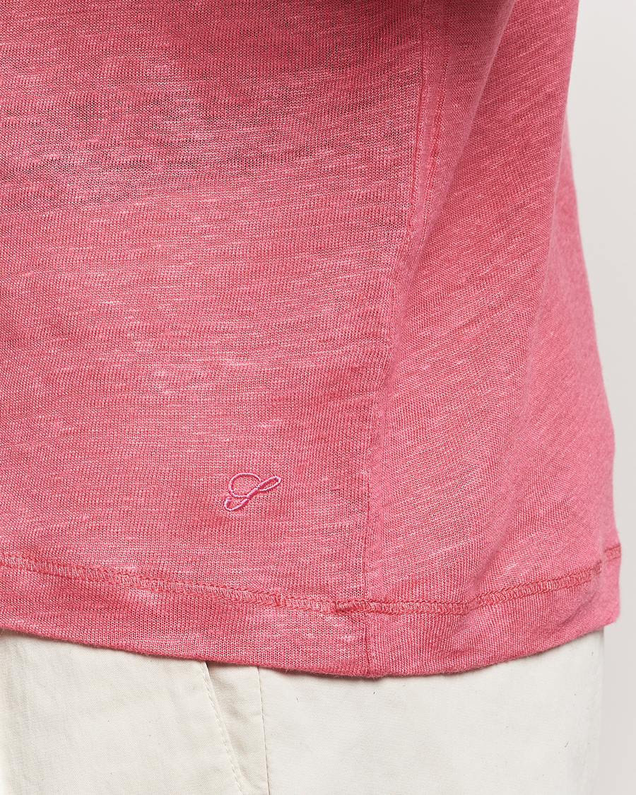 Homme | Polos | Stenströms | Linen Polo Shirt Rasperry