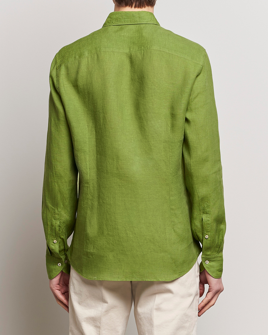 Homme | Chemises | Stenströms | Slimline Cut Away Linen Shirt Green