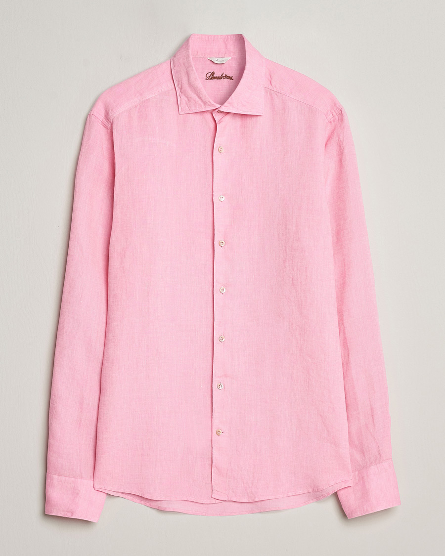 Homme | Chemises | Stenströms | Slimline Cut Away Linen Shirt Pink