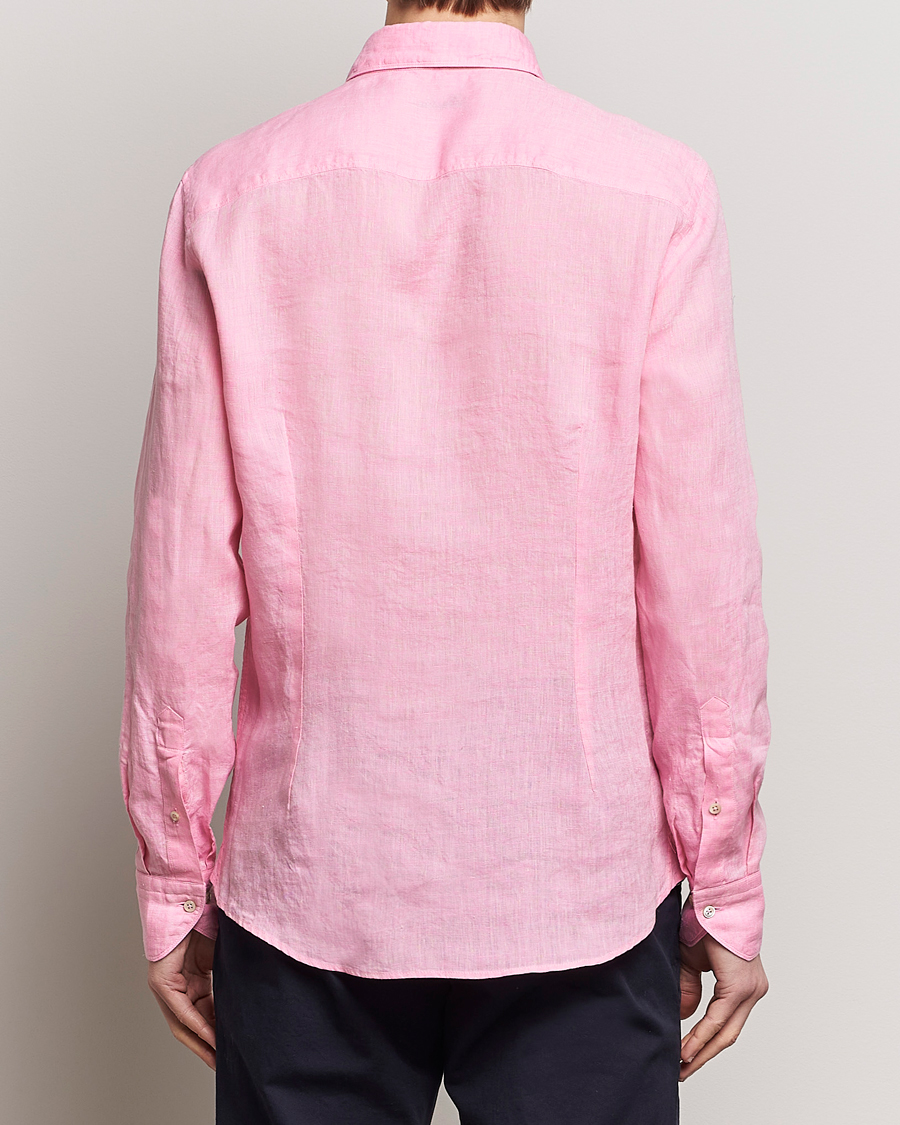 Homme | Chemises | Stenströms | Slimline Cut Away Linen Shirt Pink