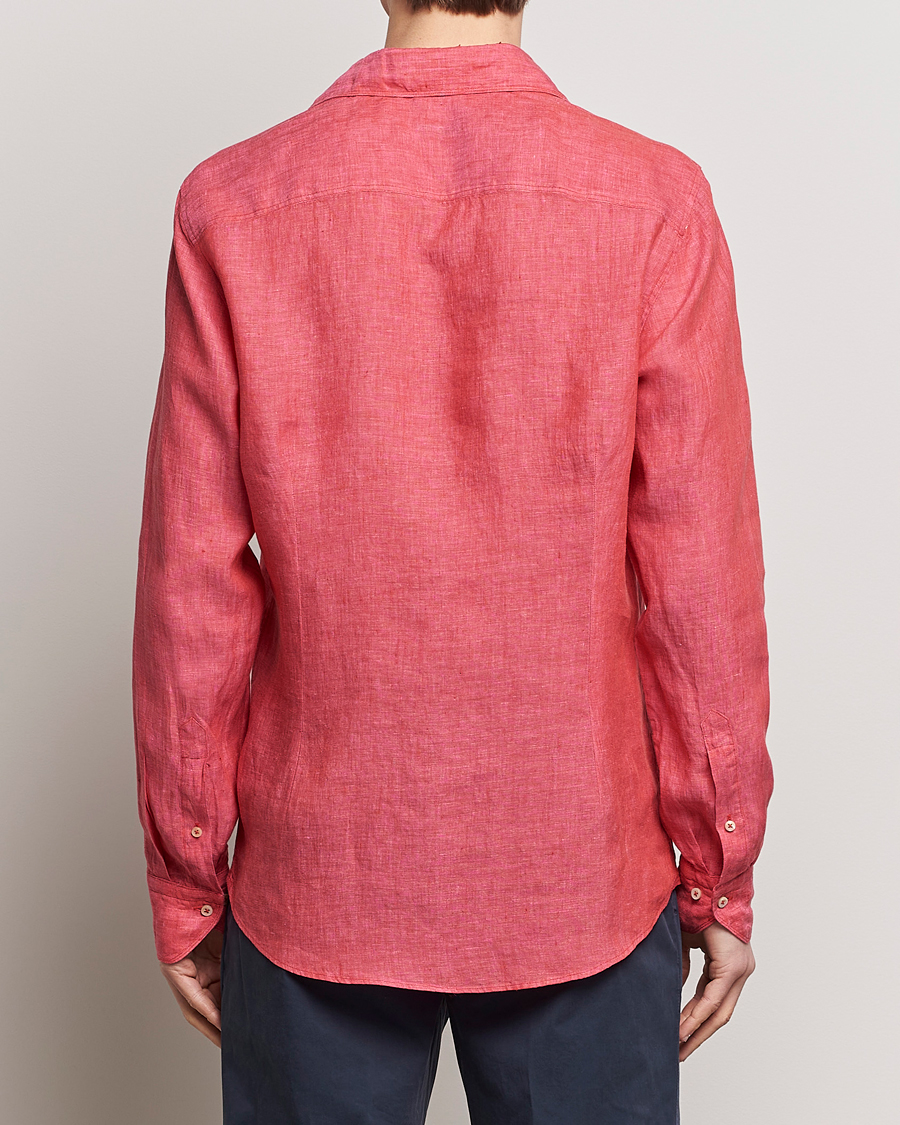 Homme | Chemises | Stenströms | Slimline Cut Away Linen Shirt Rasperry