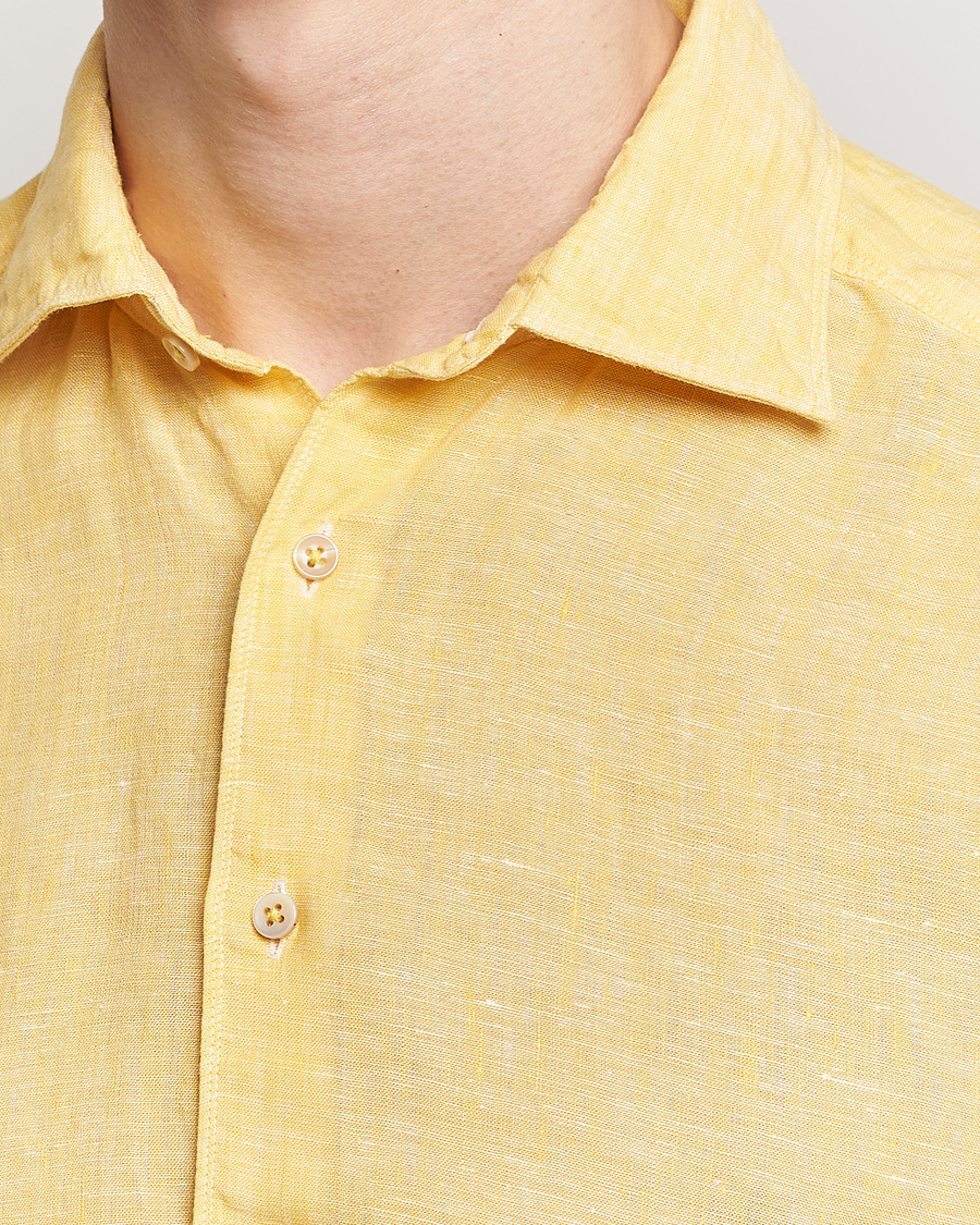 Homme | Chemises | Stenströms | Slimline Cut Away Linen Shirt Yellow