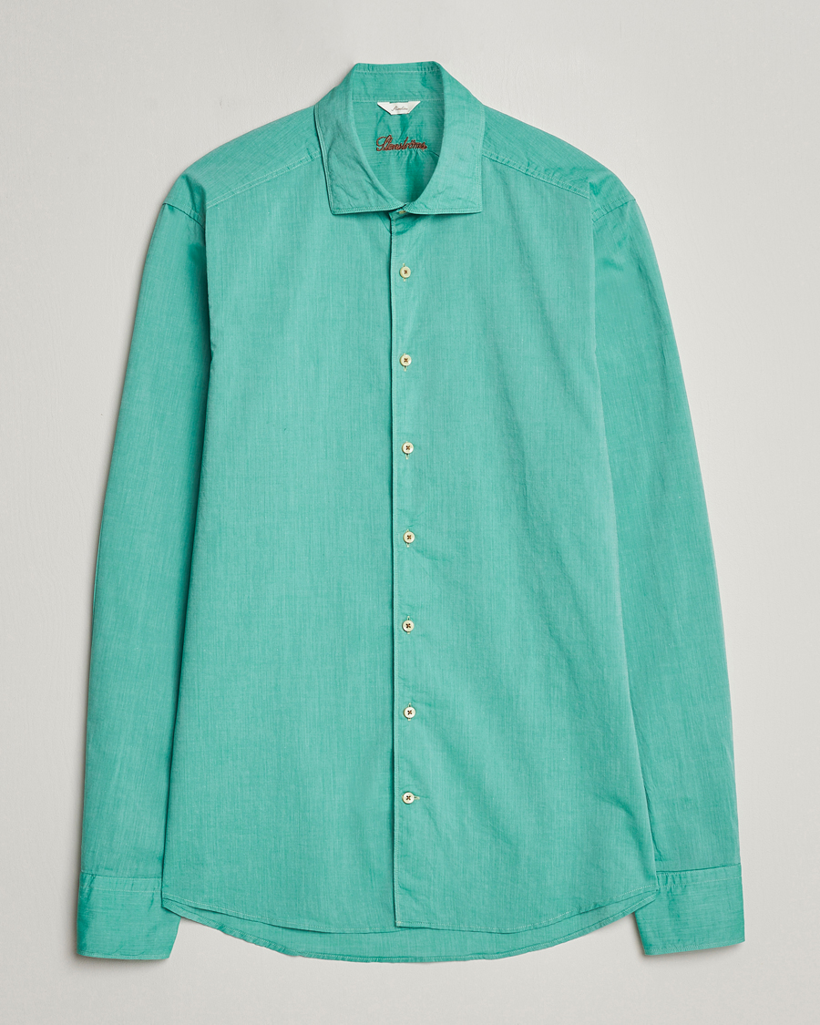 Homme | Chemises | Stenströms | Slimline Washed Summer Poplin Shirt Green