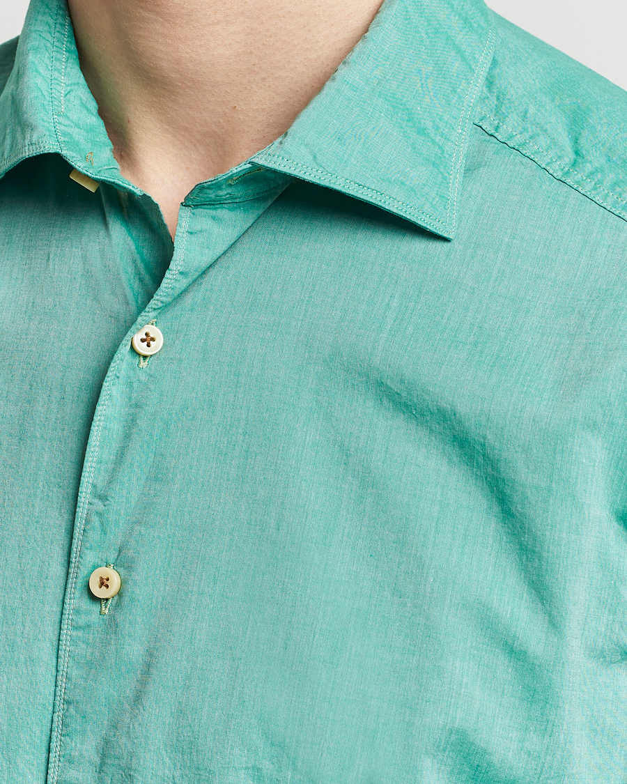 Homme | Chemises | Stenströms | Slimline Washed Summer Poplin Shirt Green