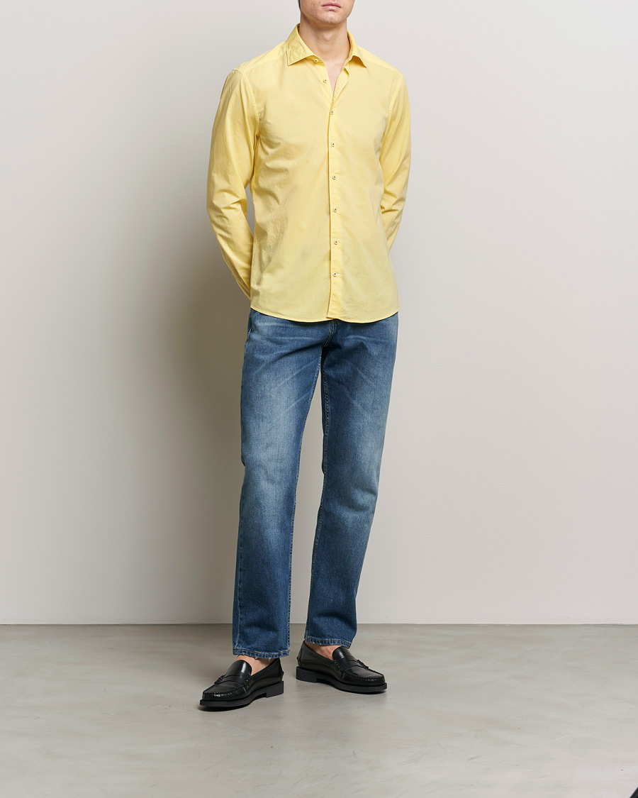 Homme | Chemises | Stenströms | Slimline Washed Summer Poplin Shirt Yellow