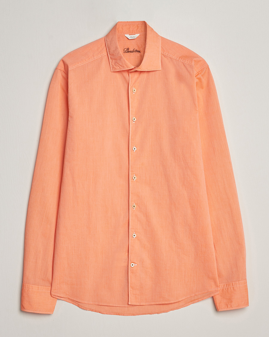 Homme | Chemises | Stenströms | Slimline Washed Summer Poplin Shirt Orange