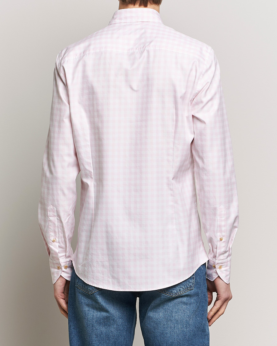 Homme | Chemises | Stenströms | Slimline Checked Washed Cotton Shirt Pink