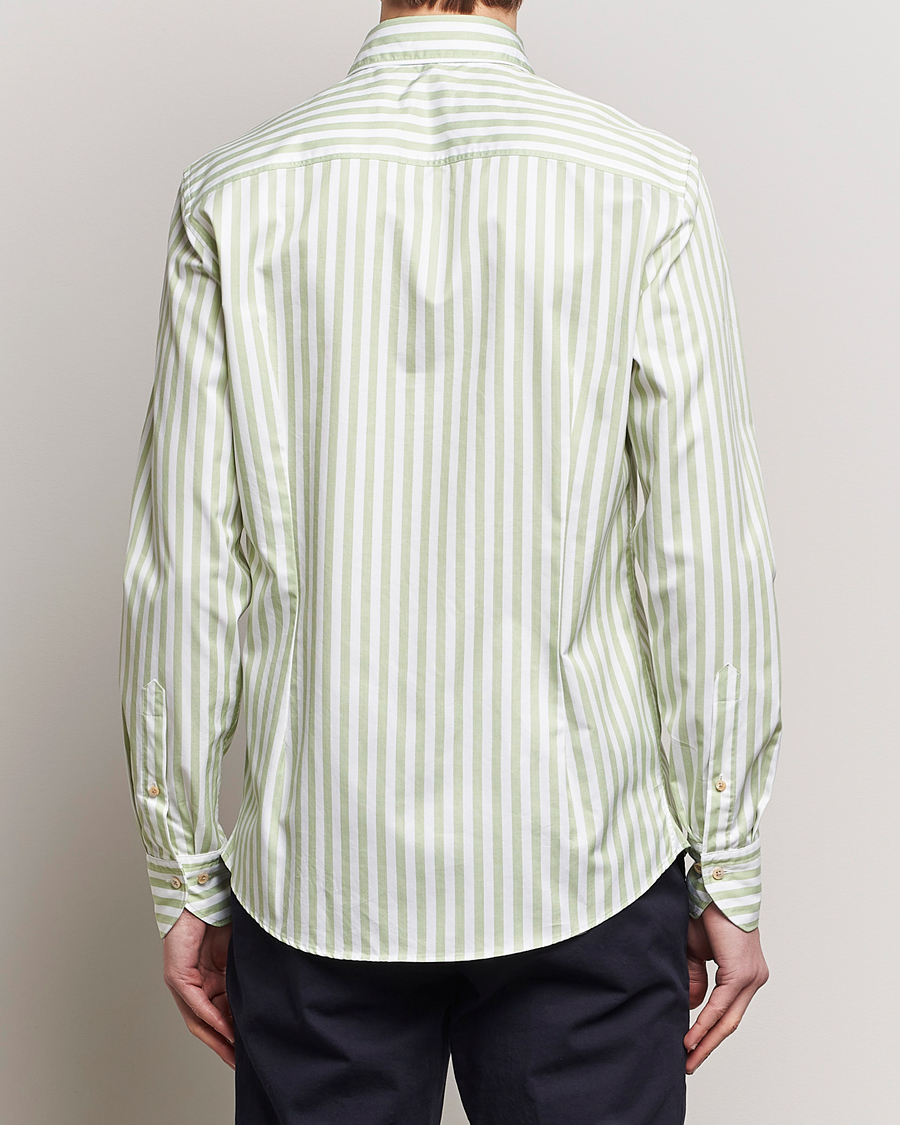 Homme | Chemises | Stenströms | Slimline Large Stripe Washed Cotton Shirt Green