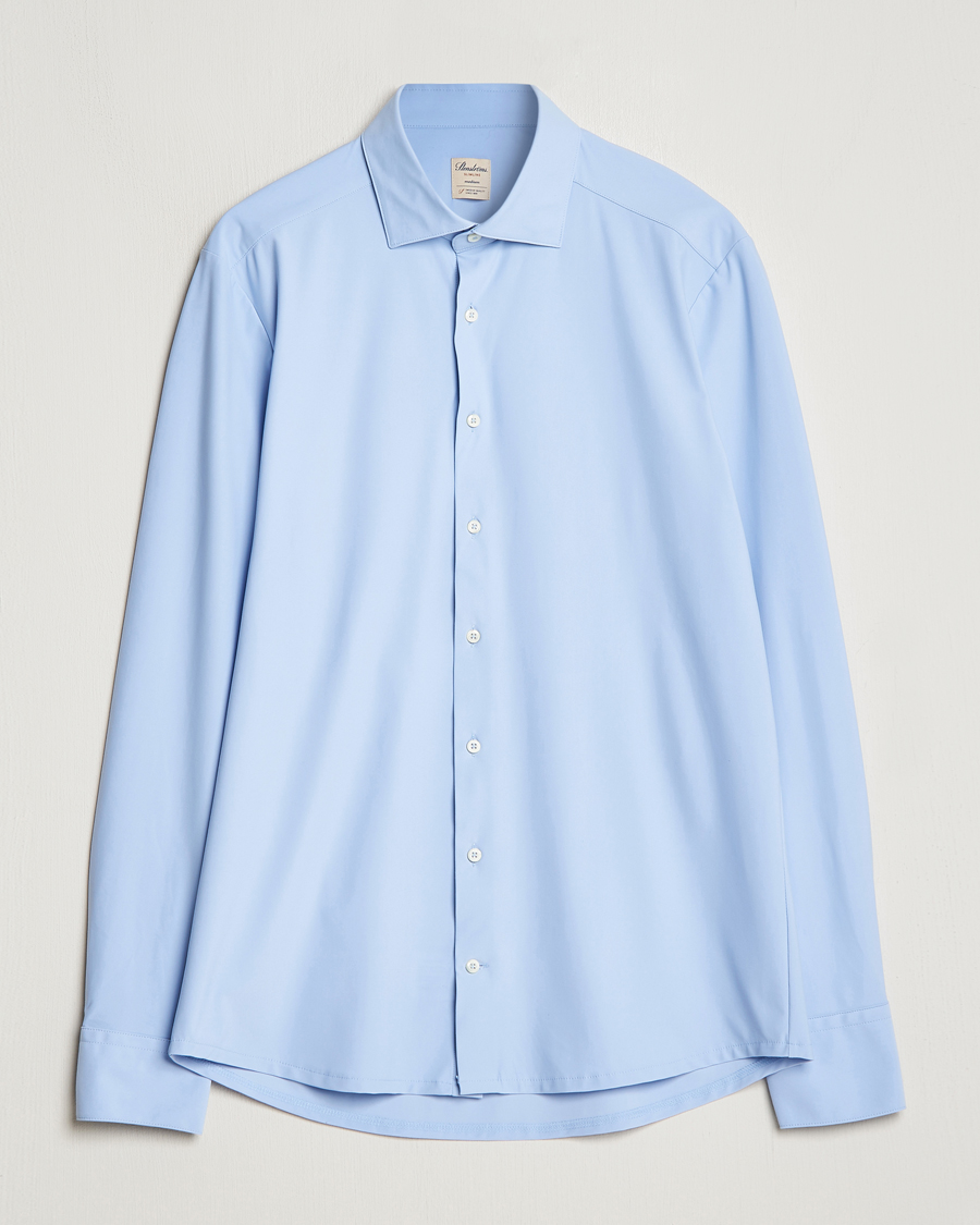 Homme | Chemises | Stenströms | Slimline Cut Away 4-Way Stretch Shirt Light Blue