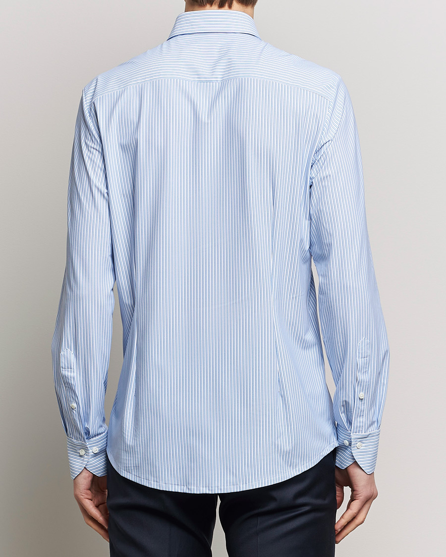 Homme | Chemises | Stenströms | Slimline Striped Cut Away 4-Way Stretch Shirt Blue