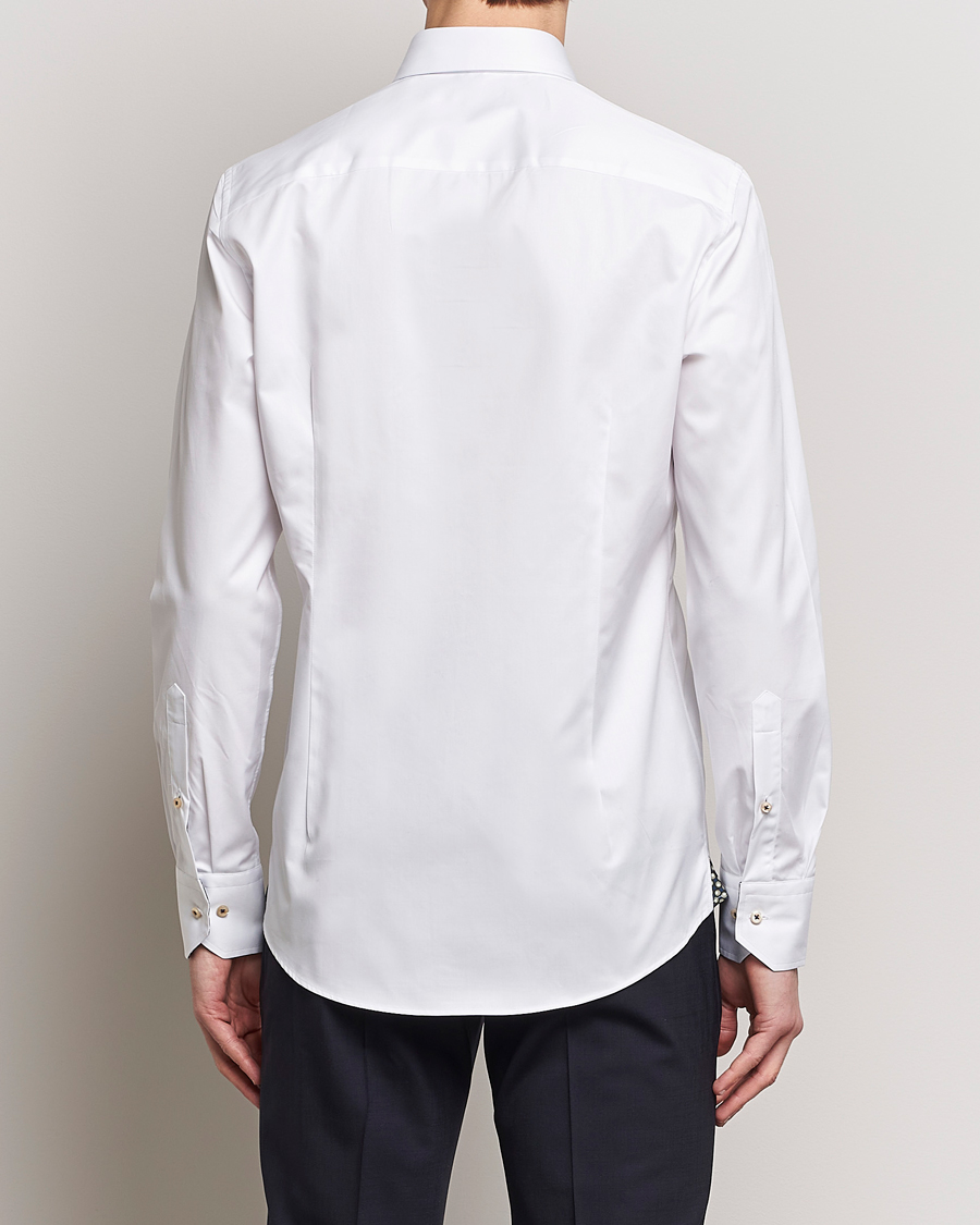 Homme | Chemises | Stenströms | Slimline Cut Away Circle Contrast Shirt White