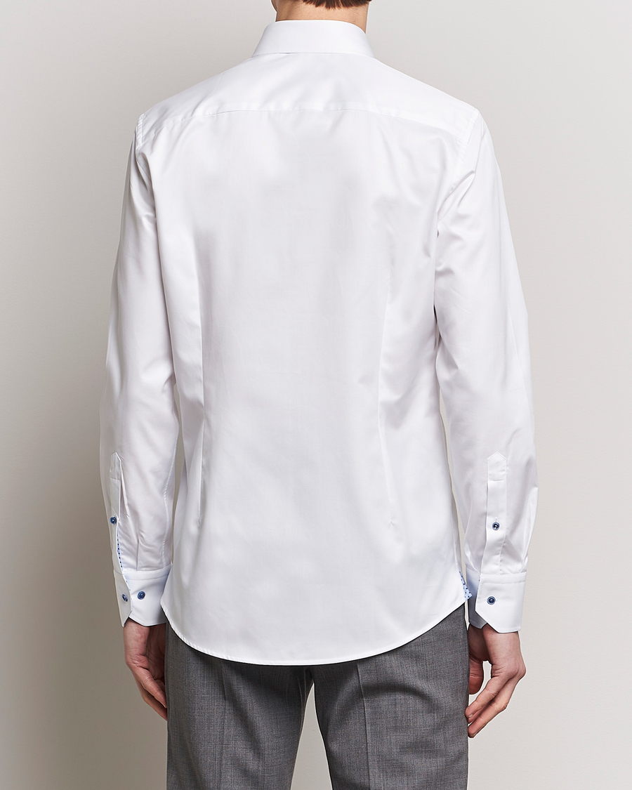 Homme | Chemises | Stenströms | Slimline Cut Away Print Contrast Shirt White
