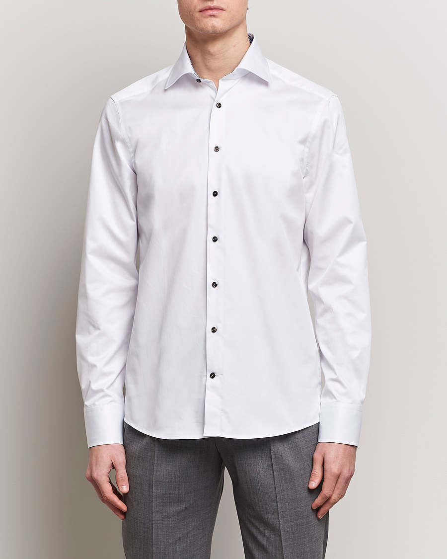 Homme | Chemises | Stenströms | Slimline Cut Away Contrast Shirt White