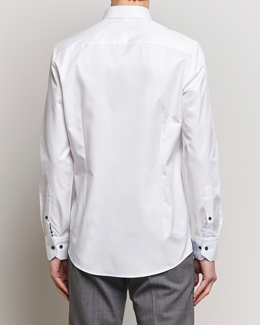 Homme | Chemises | Stenströms | Slimline Cut Away Flower Contrast Shirt White