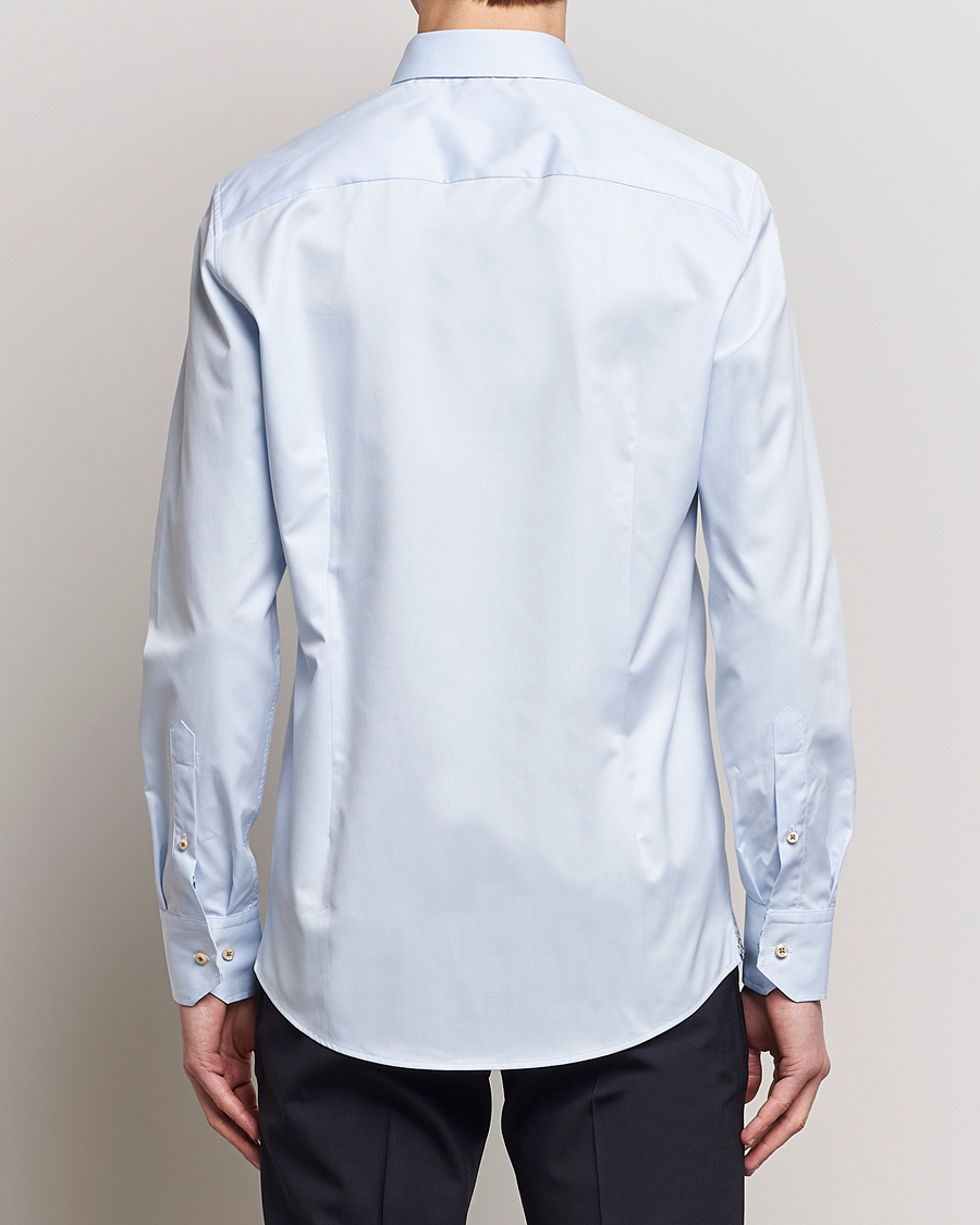 Homme | Chemises | Stenströms | Slimline Cut Away Flower Contrast Shirt Light Blue