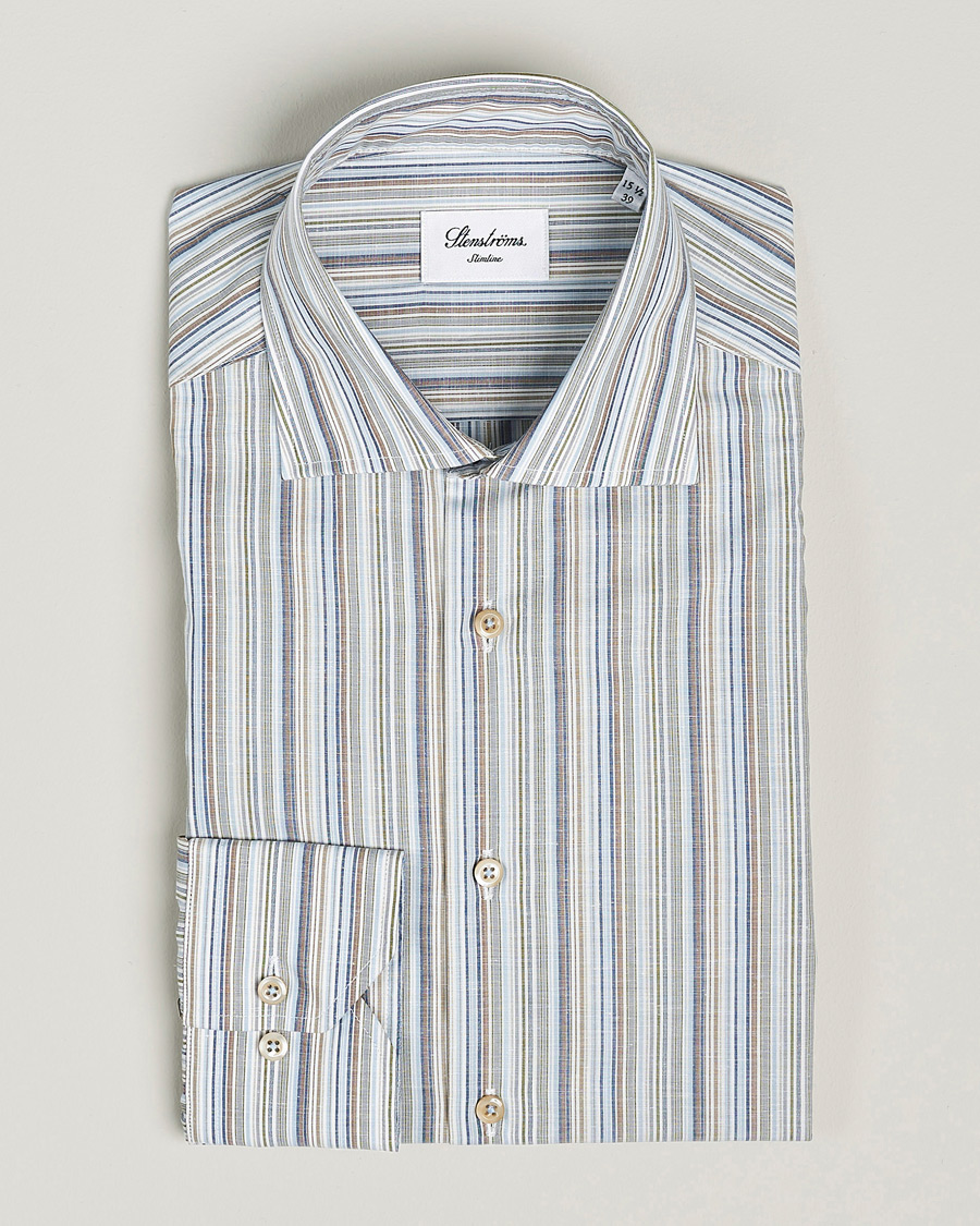 Homme | Chemises | Stenströms | Slimline Multi Stripe Cut Away Shirt Multi