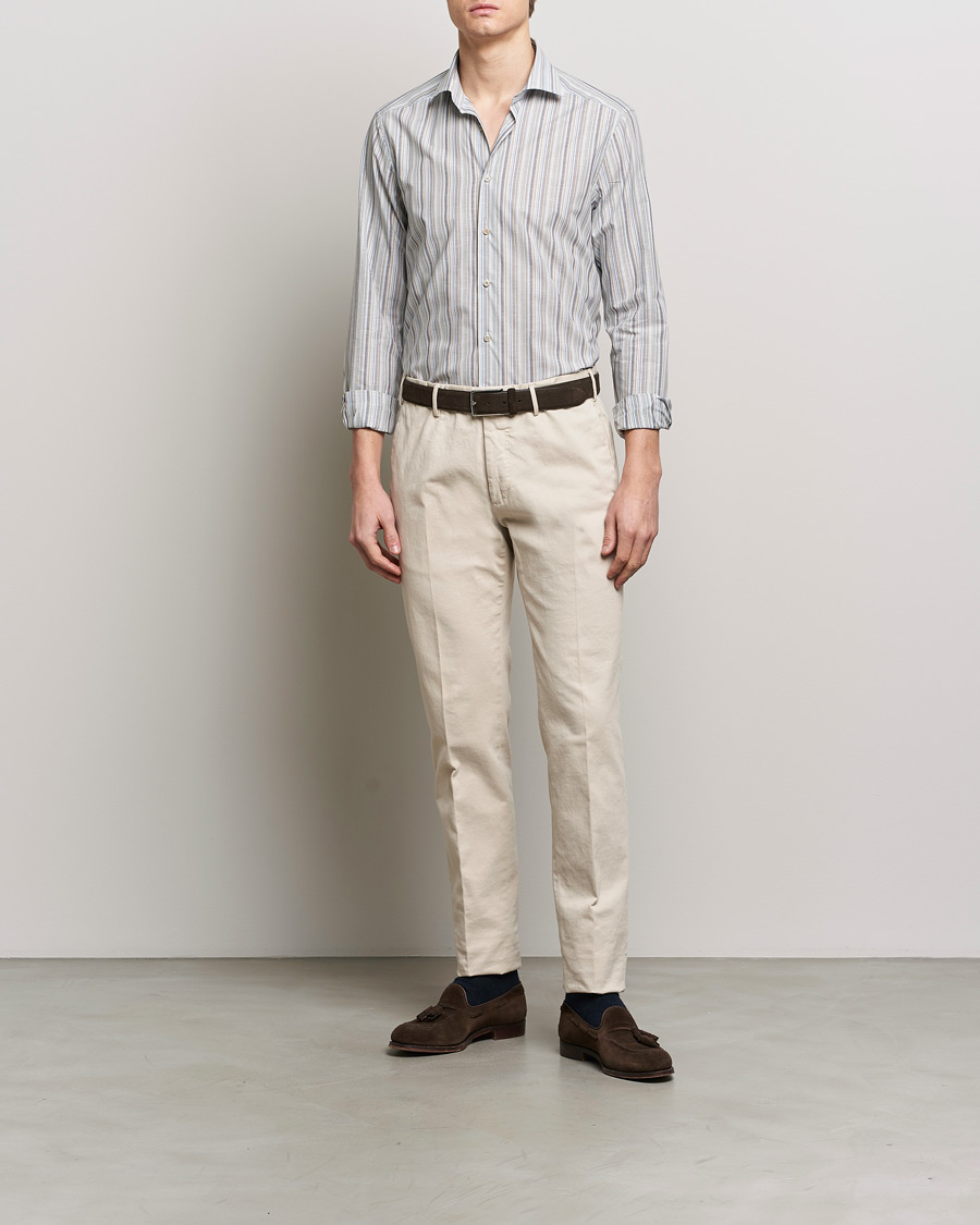 Homme | Chemises | Stenströms | Slimline Multi Stripe Cut Away Shirt Multi