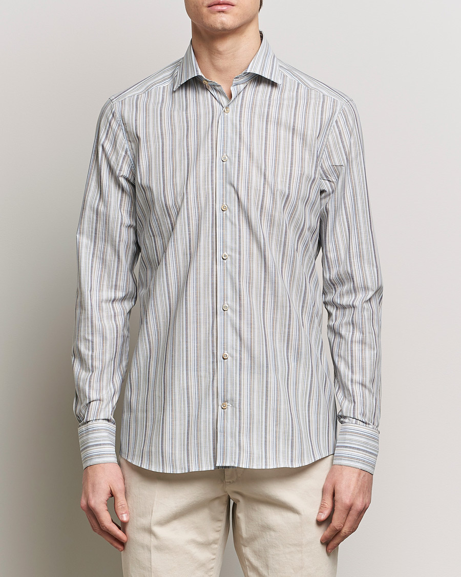 Homme | Chemises | Stenströms | Slimline Multi Stripe Cut Away Shirt Multi