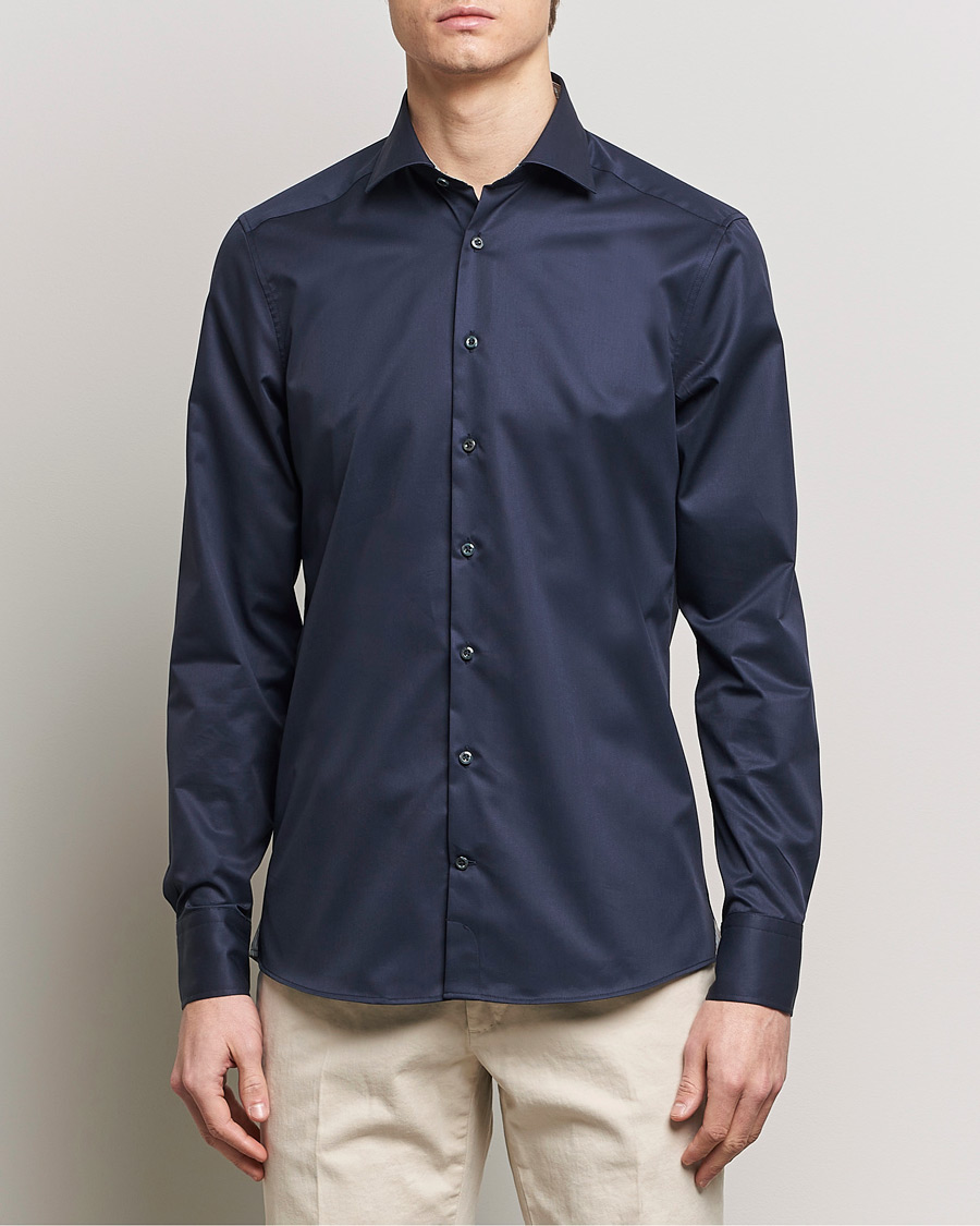 Homme | Chemises | Stenströms | Slimline Multi Stripe Contrast Cut Away Shirt Navy