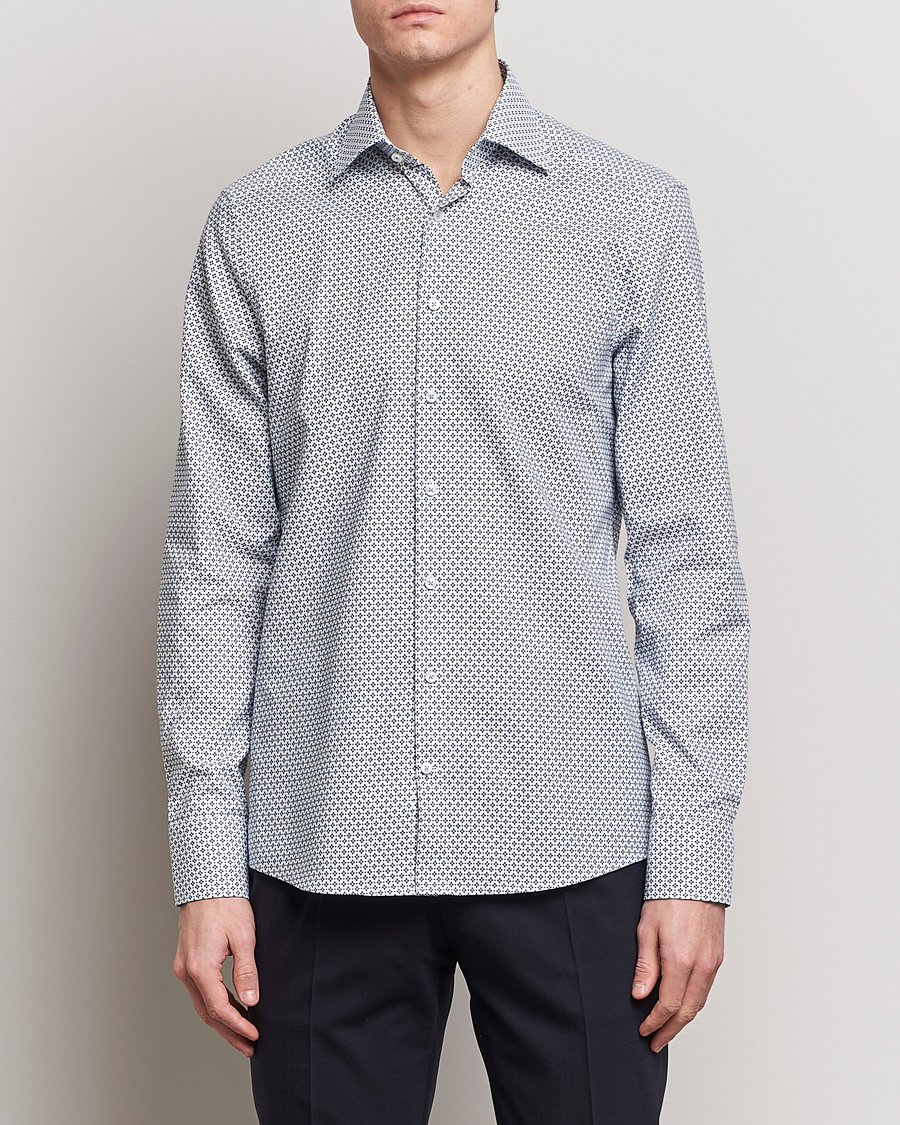 Homme | Chemises | Stenströms | Slimline Cut Away All Over Print Shirt White