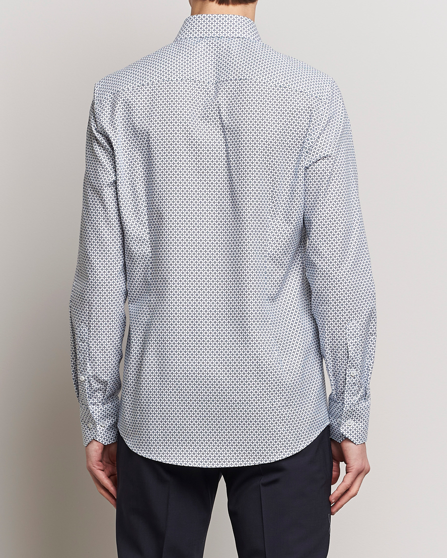 Homme | Chemises | Stenströms | Slimline Cut Away All Over Print Shirt White